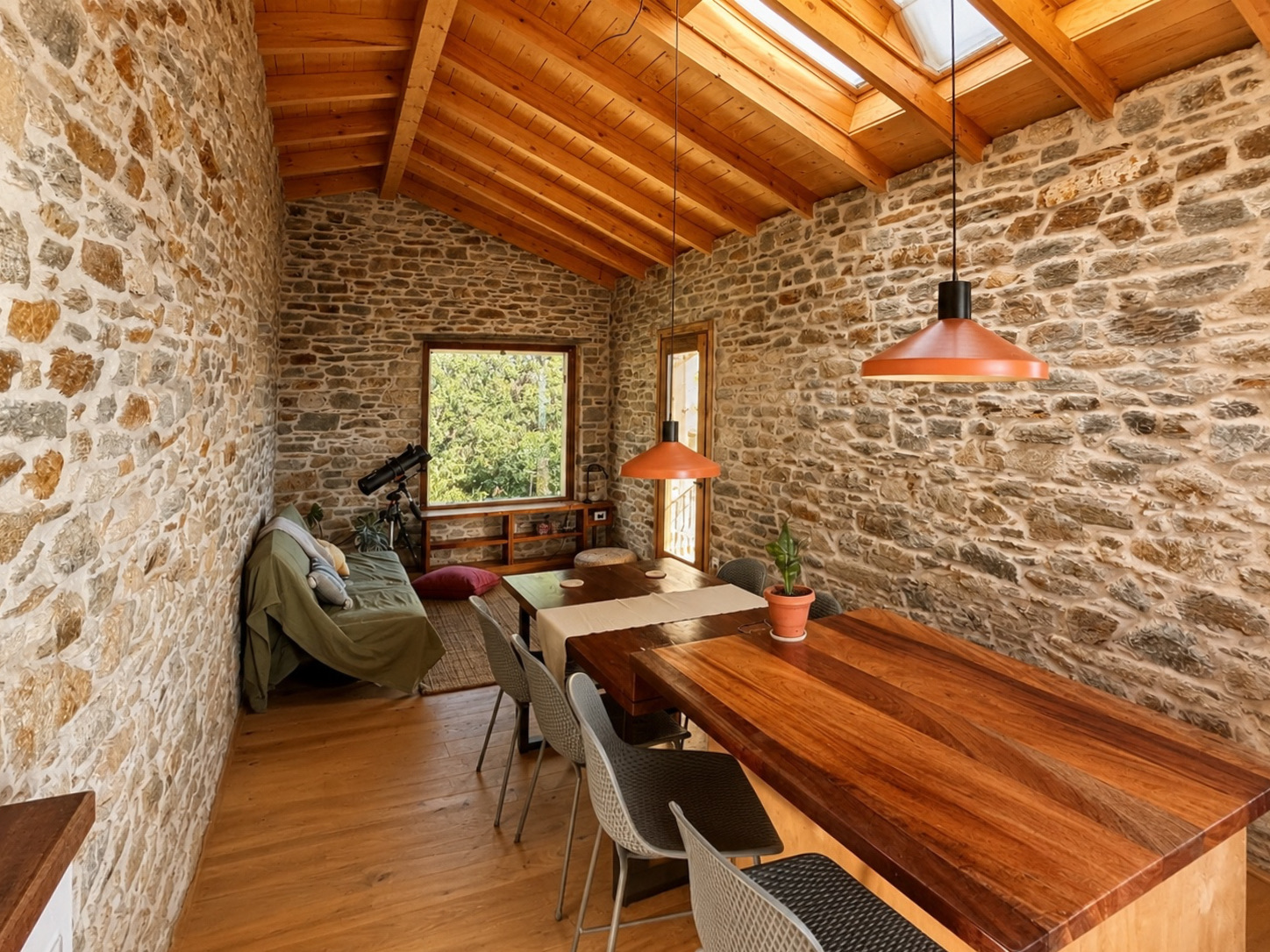 Full room with skylights