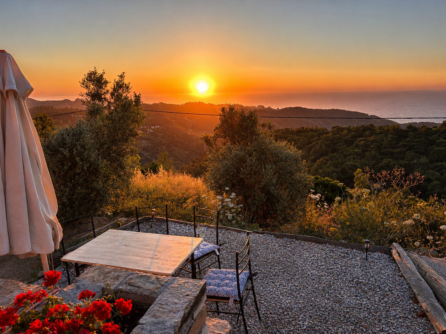 Sunset from the terrace of Aheronas